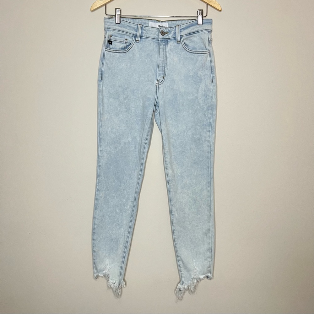 KanCan Light Wash Chewed Hem High Rise Jeans Size 28